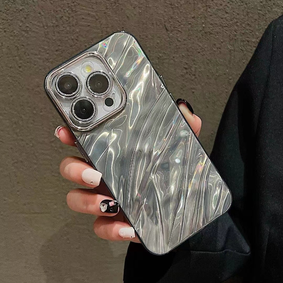 TechGlobe TechGlobe Water Ripple Glitter Lens Film Compatible With IPhone 15 14 Pro Max Phone Case 13/14 12 For Women Shiny_voghion.com