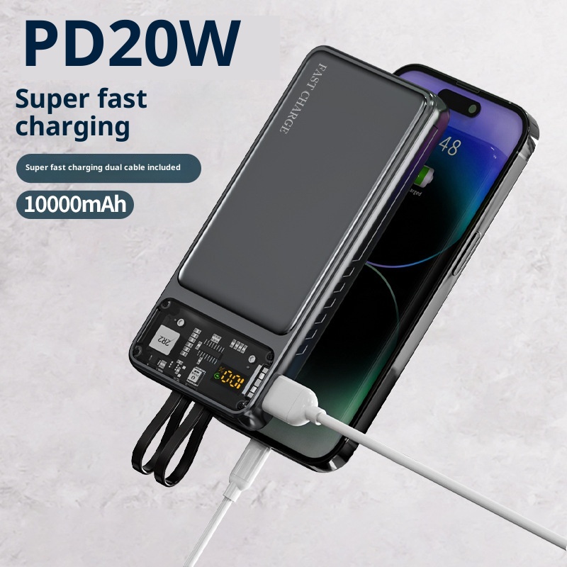 TechGlobe 22.5W Super Fast Charging 10000mAh Power Bank Cyberpunk Transparent Mecha 20000mAh Portable Charger_voghion.com