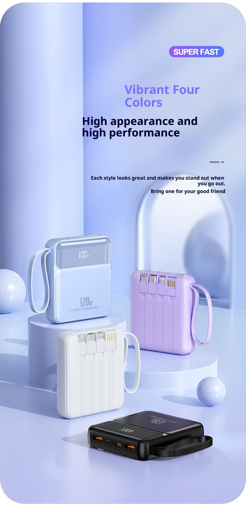 techglobe 3C-zertifizierte Mini-Powerbank mit ultraschnellem Ladekabel und großer Kapazität – kundenspezifische mobile Stromversorgung im Großhandel_voghion.com