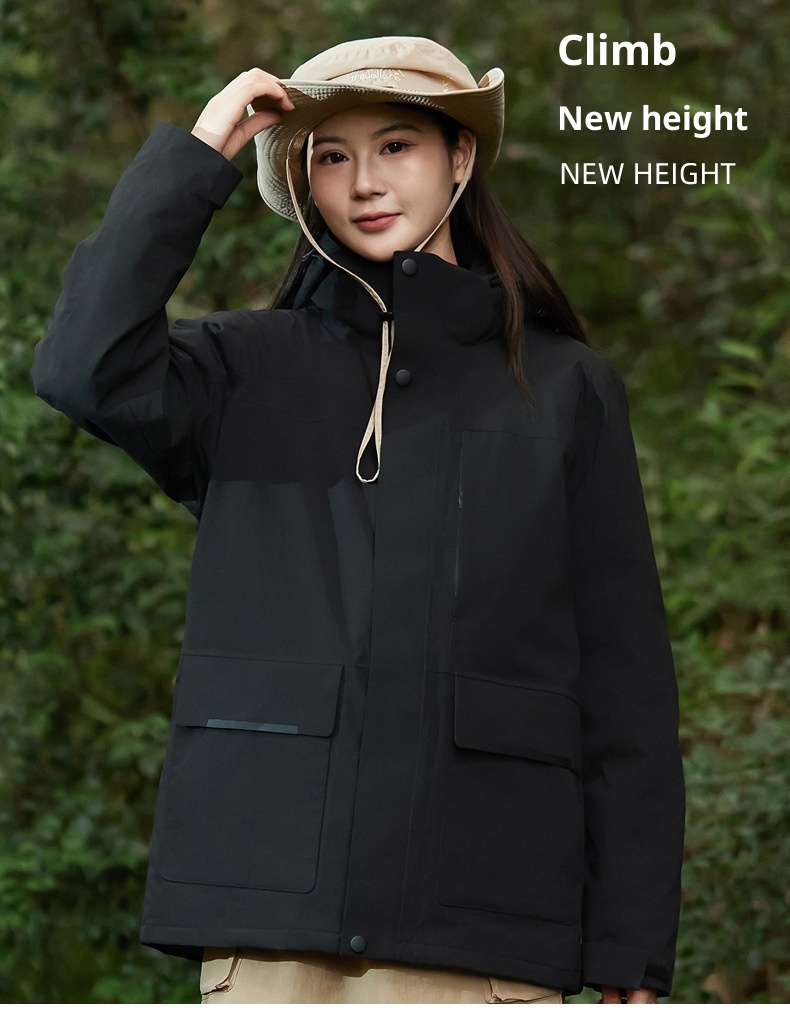 Veste ActiveGo Outdoor décontractée en duvet rembourré, coupe-vent et imperméable pour couple, unisexe, idéale pour les voyages et la randonnée._voghion.com