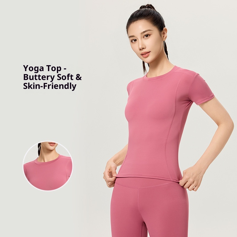 Lulu Wear Sports Outdoor Running Fitness Slimming Short-Sleeve Yoga Quick-Dry Top For Women_voghion.com