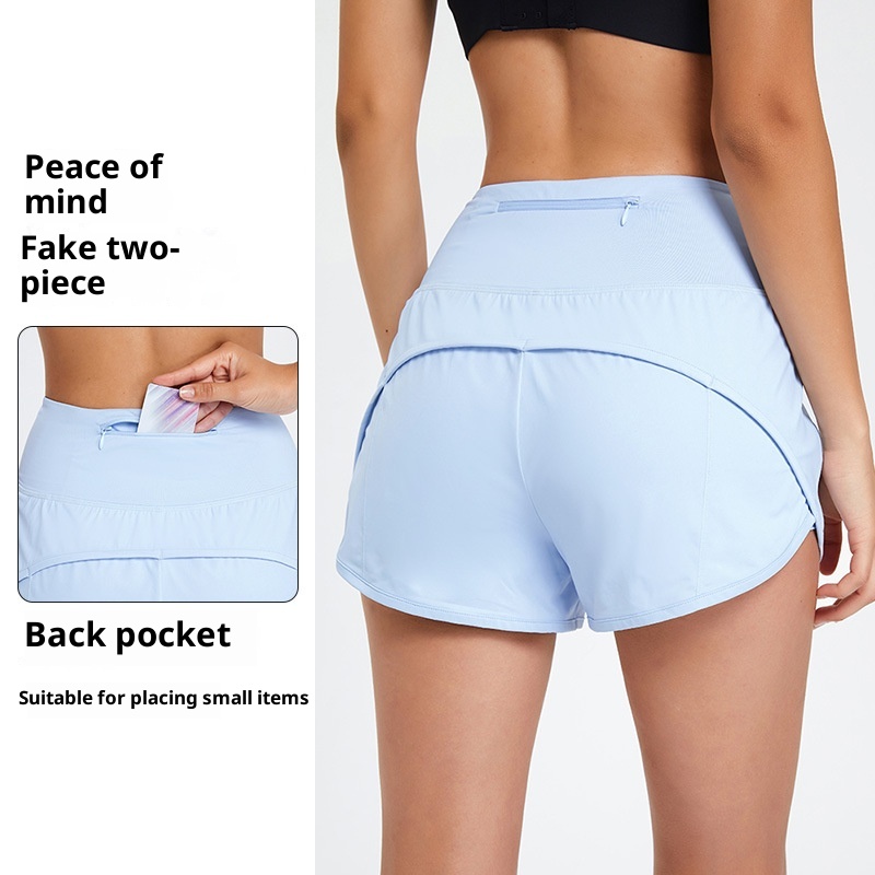 Sommerliche Outdoor-Fitness-Yoga-Trainingsshorts für Damen: Locker geschnitten, mit Taschen, hohem Bund und schnelltrocknend. Ideal zum Laufen, für Yoga und Freizeit._voghion.com