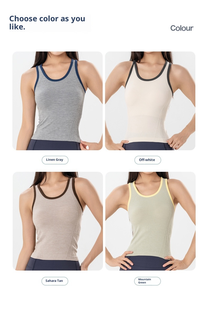 Reggiseno da esterno bicolore con protezioni per il petto, abbigliamento intimo ad asciugatura rapida, abbigliamento sportivo, top sportivo_voghion.com