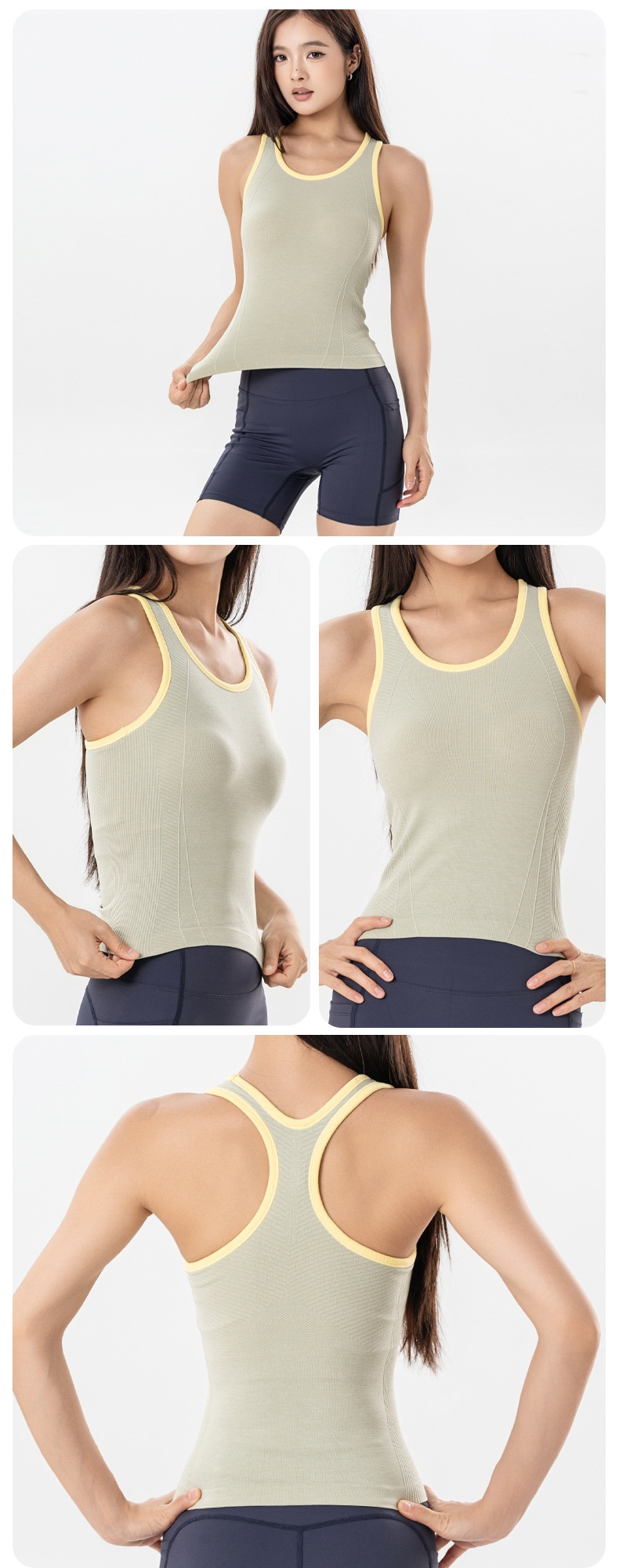 Reggiseno da esterno bicolore con protezioni per il petto, abbigliamento intimo ad asciugatura rapida, abbigliamento sportivo, top sportivo_voghion.com