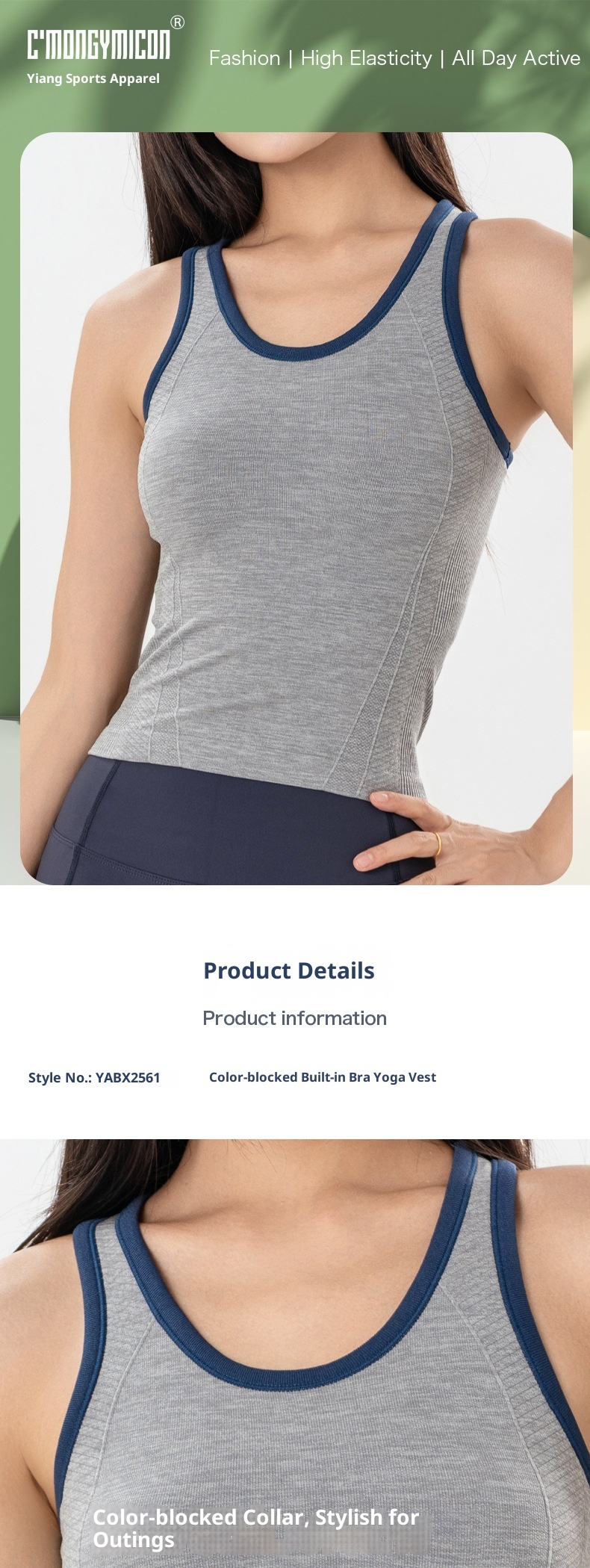 Reggiseno da esterno bicolore con protezioni per il petto, abbigliamento intimo ad asciugatura rapida, abbigliamento sportivo, top sportivo_voghion.com