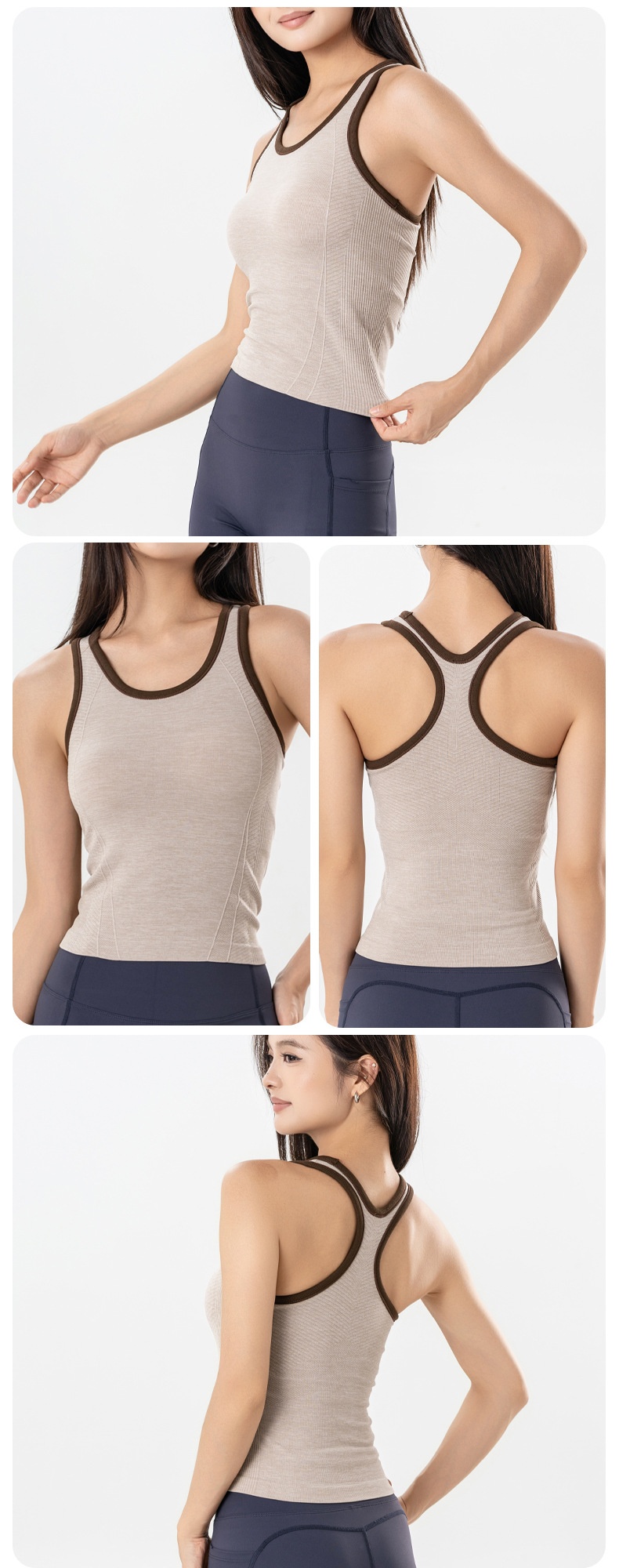 Reggiseno da esterno bicolore con protezioni per il petto, abbigliamento intimo ad asciugatura rapida, abbigliamento sportivo, top sportivo_voghion.com