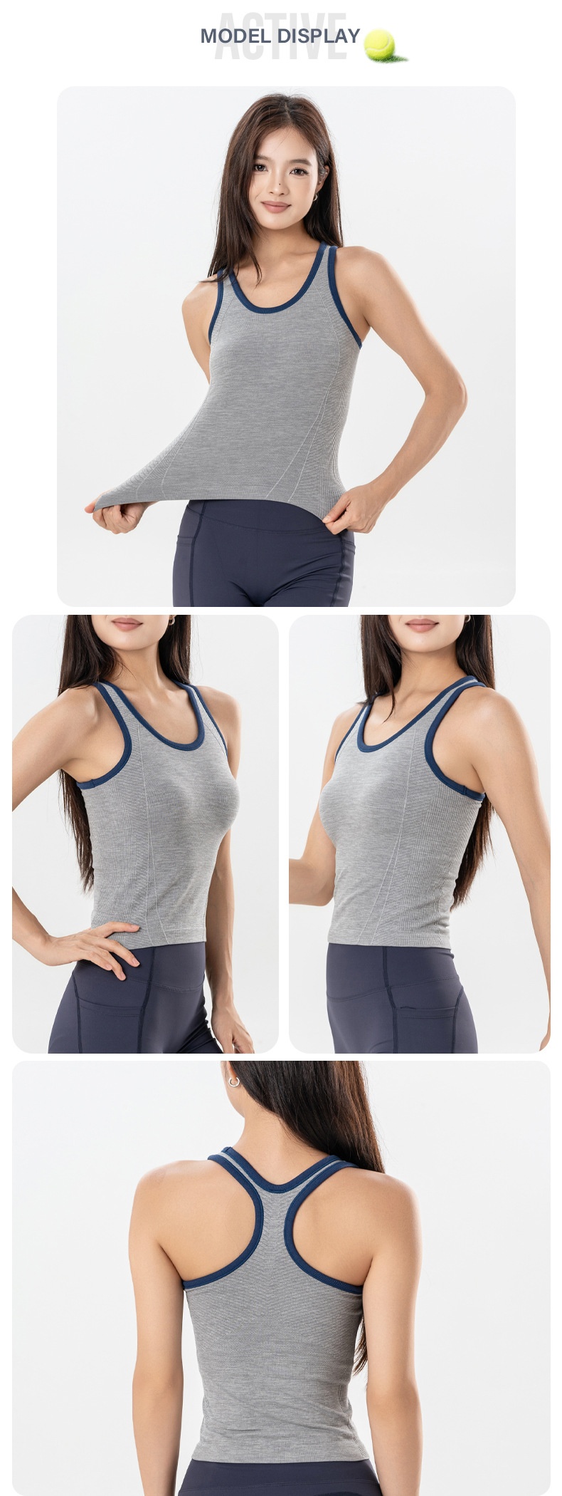 Reggiseno da esterno bicolore con protezioni per il petto, abbigliamento intimo ad asciugatura rapida, abbigliamento sportivo, top sportivo_voghion.com