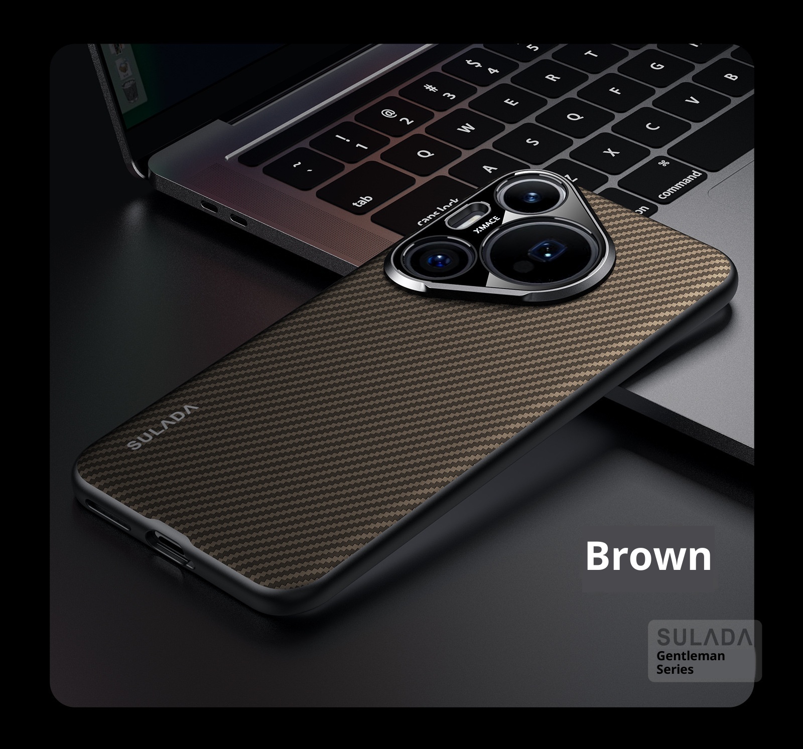 Capa para celular TechGlobe P70 com estampa de fibra de carbono Kevlar, modelo Gentleman, compatível com Huawei Pura70 e P70ultra._voghion.com