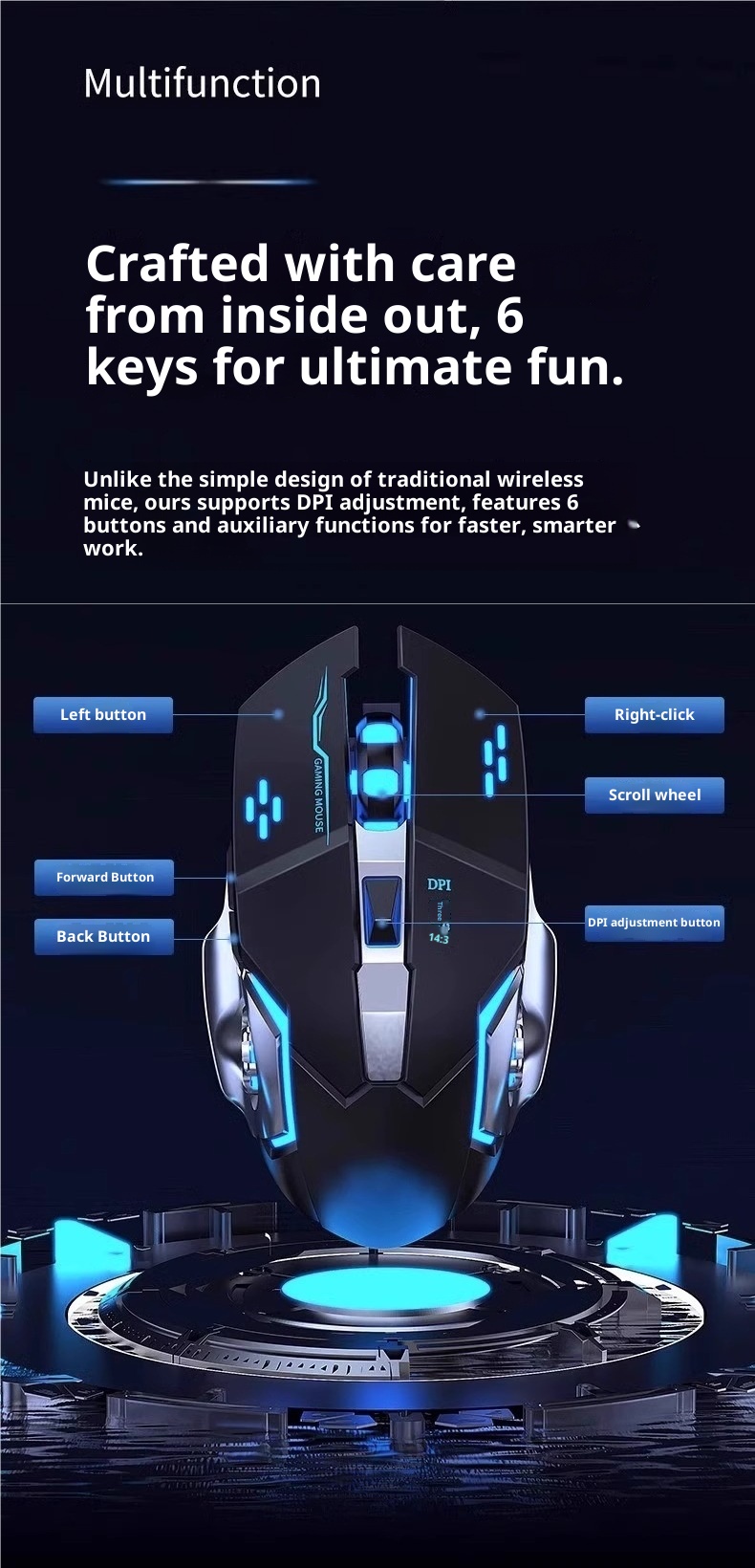 Digitex Digitex Wireless Bluetooth Mechanical Silent Rechargeable Laptop Desktop Gaming E-sports Office Mouse_voghion.com