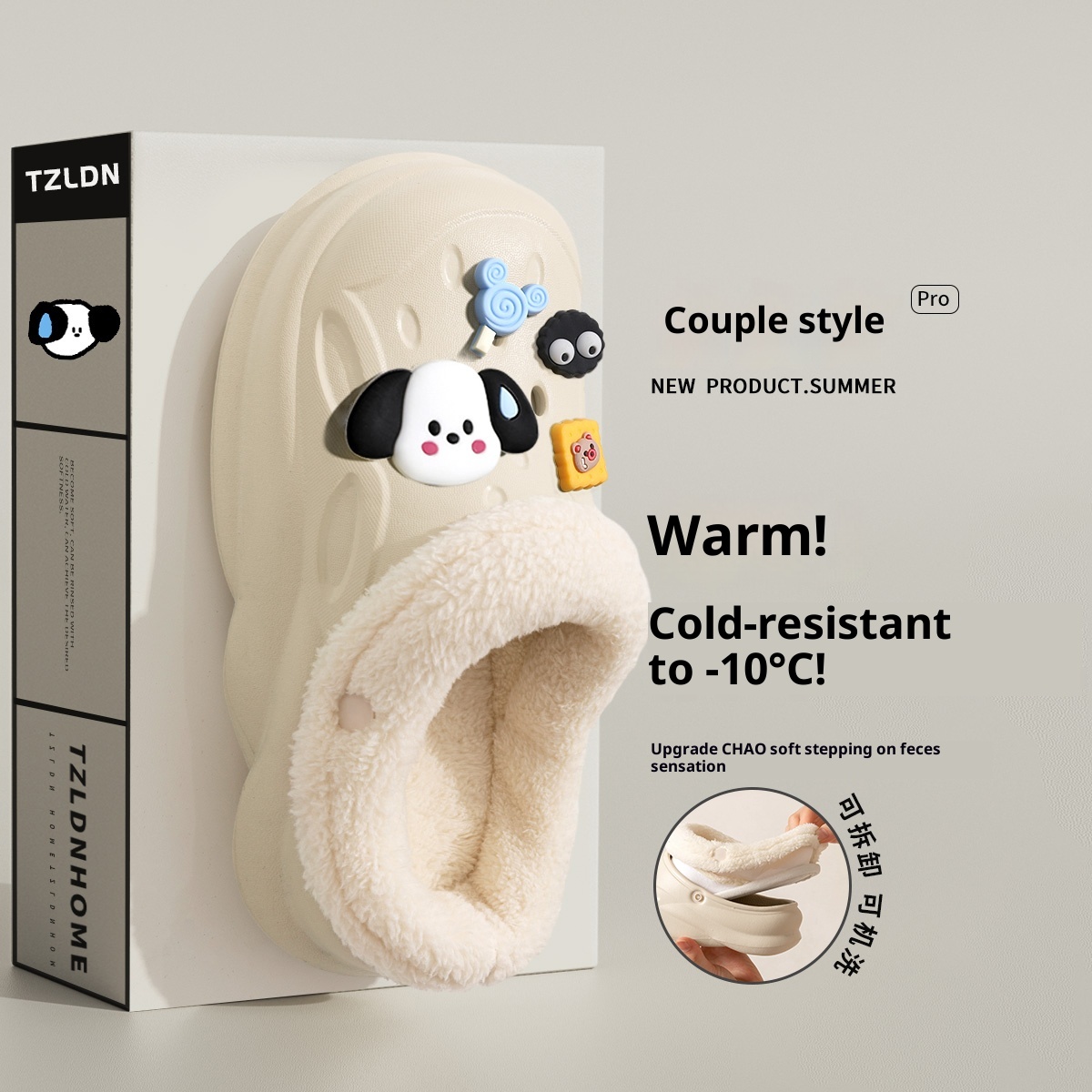 Zees Herren-Clogs mit Fleece-Futter für Paare, 2025 Neu Winter Indoo Rutschfeste, warme Baumwoll-Slipper mit dicker Sohle für Damen und Outdoor_voghion.com