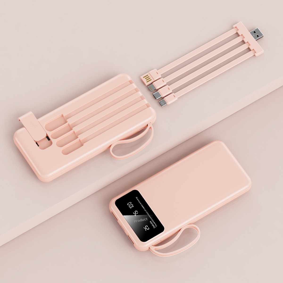 techglobe Bank 20000mAh Large Capacity With Built-in Cable Ultra-thin Shared Mobile Power Gift Custom Cross-border_voghion.com