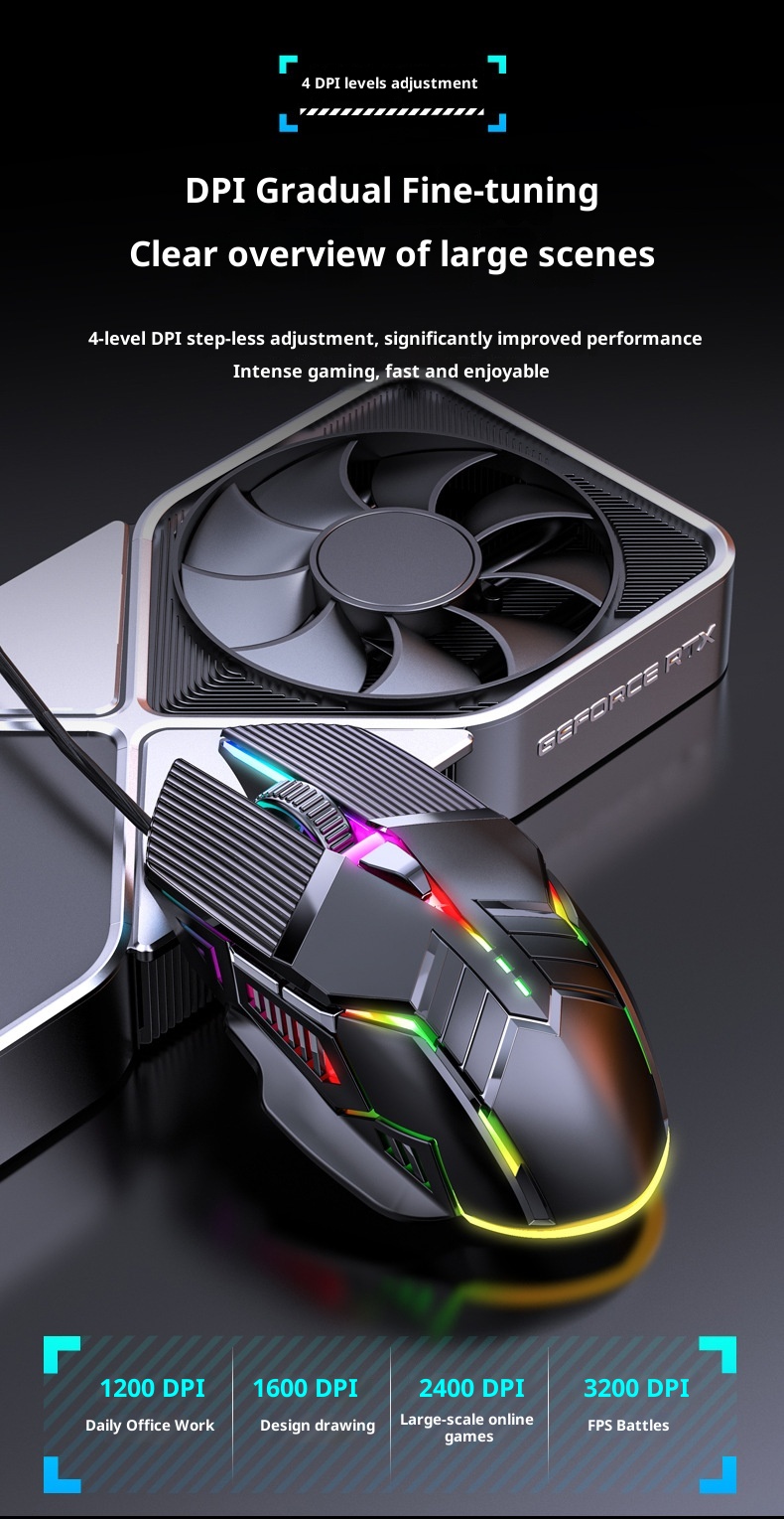 Digitex Digitex Mozuo S800 Mouse da gioco USB meccanico silenzioso cablato per e-sport_voghion.com