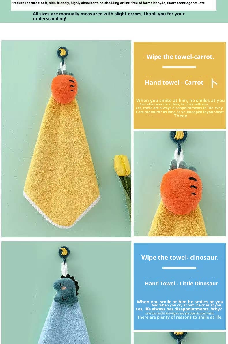 Lillian Hängendes Cartoon-Handtuch aus Korallenfleece, dick, saugfähig, geruchsneutral, Handtuch, Geschenk_voghion.com