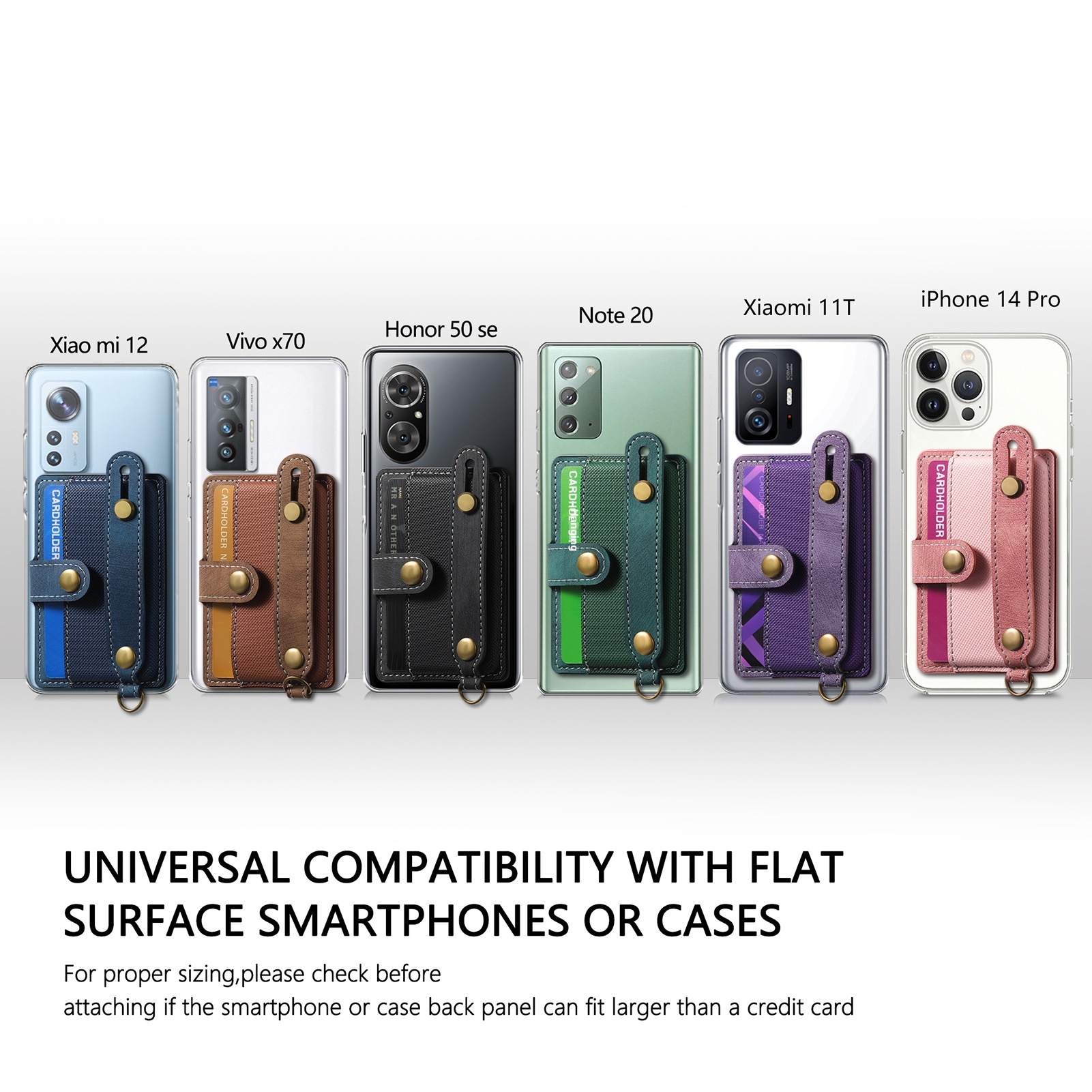 TechGlobe Multifunktionale Halterung mit 3M-Kleberückseite, Handgelenkschlaufe, Kartenfach, Münzclip, Ständer, Handytasche aus PU-Leder_voghion.com