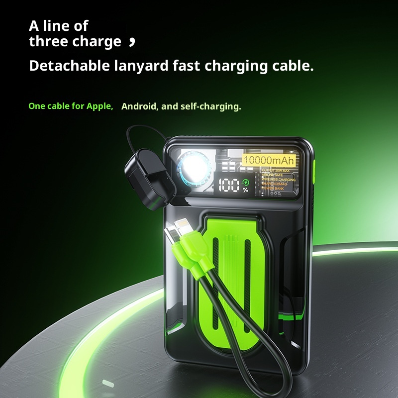 techglobe 22,5W Magnetische, transparente Powerbank mit integriertem Kabel, ultradünn, kompakt, Mini, tragbar, Geschenk, mobile Stromversorgung_voghion.com