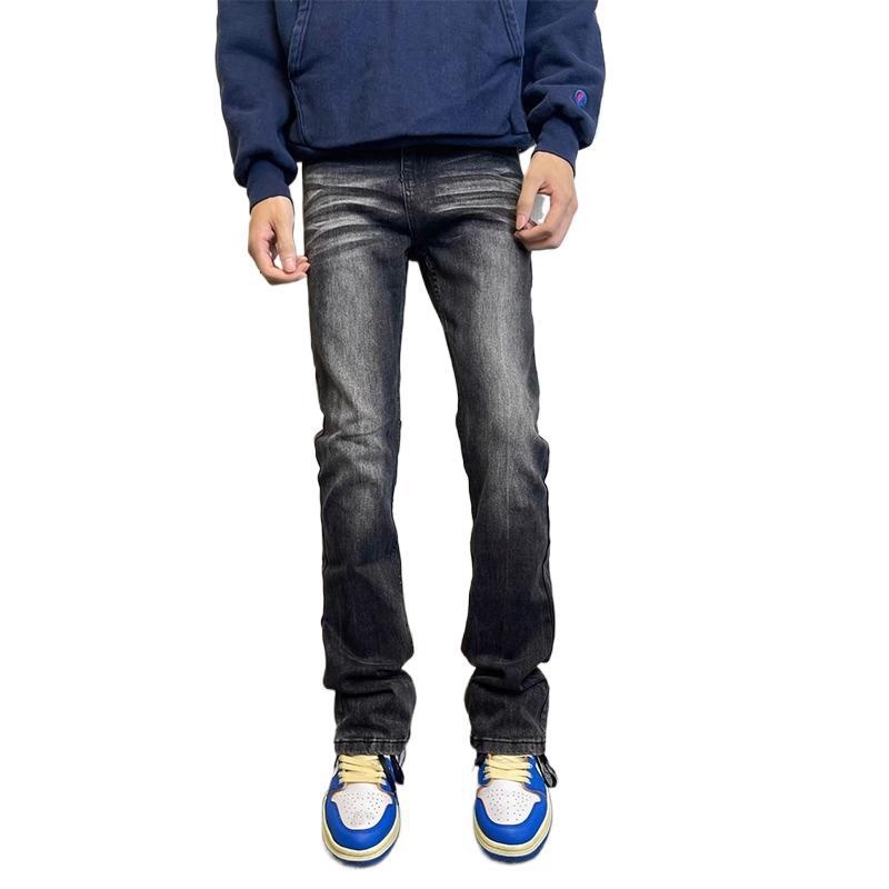 boy Boy Cross-Border Cleanfit Black Gray Gradient Jeans Men American High Street Vibe Bootcut Straight Scimitar Pants_voghion.com