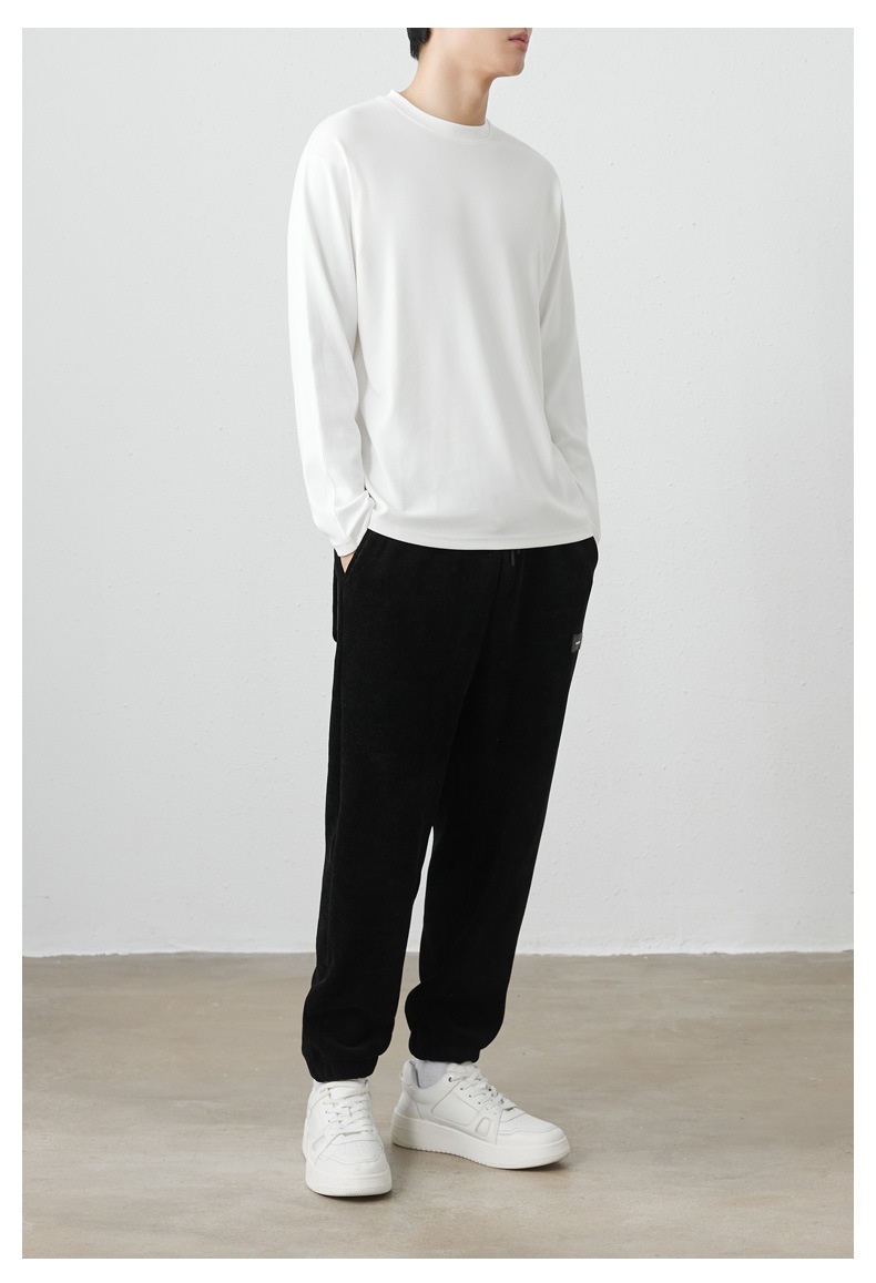 QFV507045555501<2 T-shirt a maniche lunghe da uomo in cotone peruviano pettinato 260 g, primavera estate 2025, nuova maglietta da uomo con strato interno in tinta unita_voghion.com