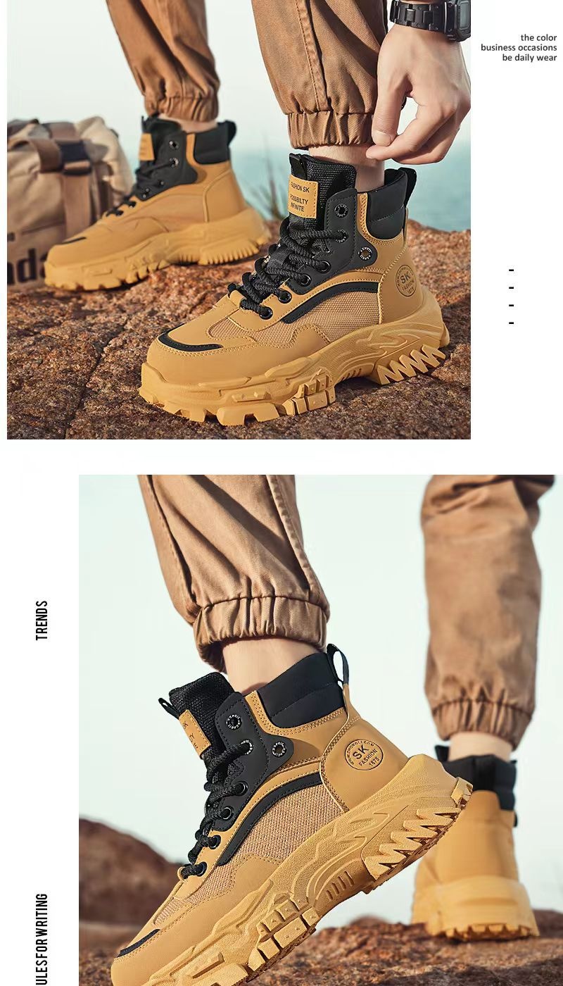 Zees Arbeidsbescherming Herenschoenen Herfst Buiten Wandelen Antislip Slijtvast Werk Sport Dikke Zool Hoogteverhogend_voghion.com