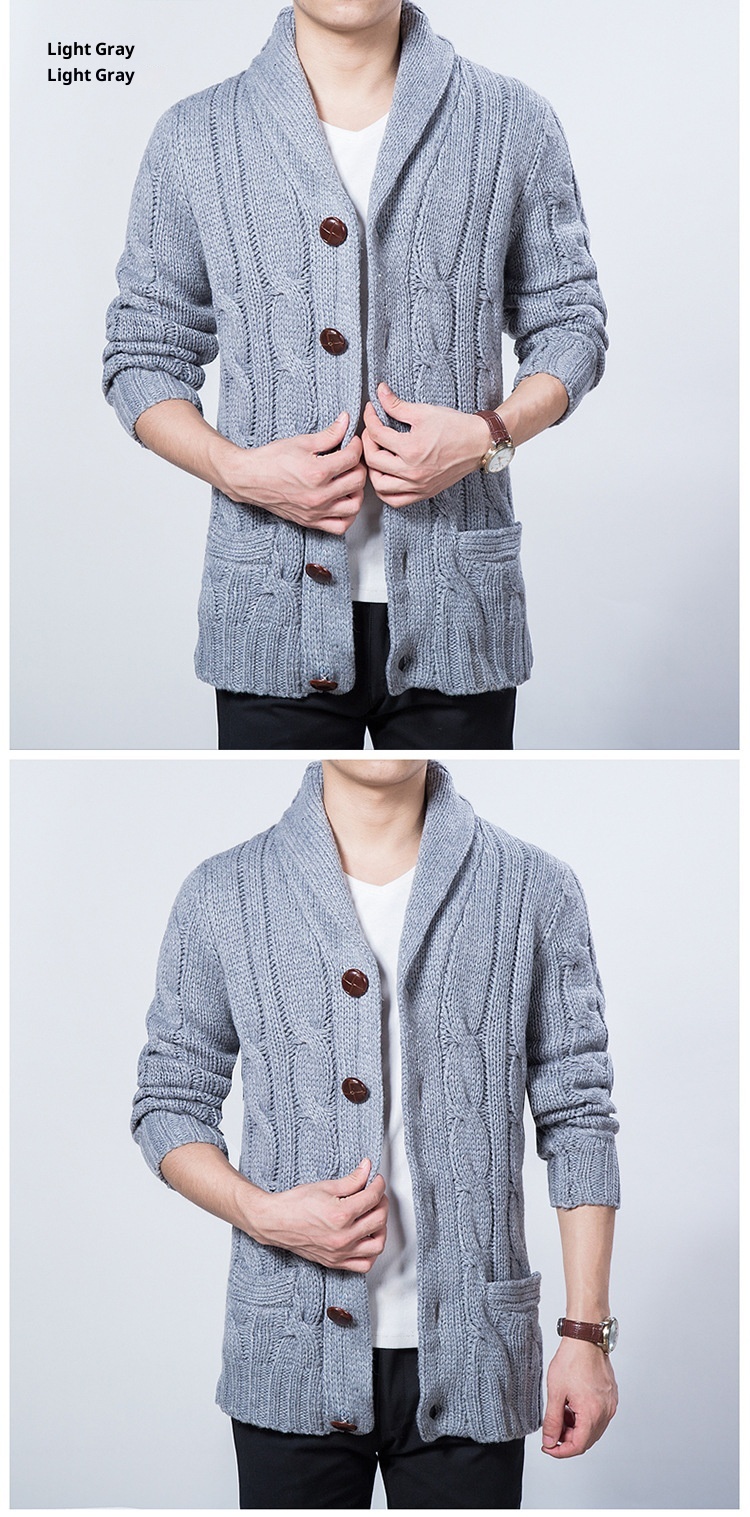 niño Niño Niño Niño Fuente transfronteriza Abrigo de lana informal para hombre Primavera y otoño Nuevo estilo Cárdigan de punto Solapa grande Tallas grandes De moda_voghion.com