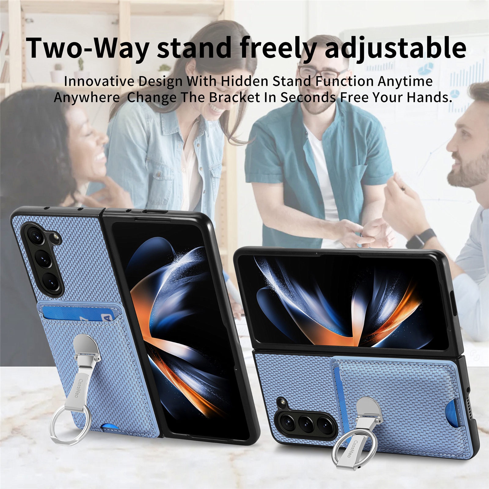 TechGlobe Compatible With Japan And Korea Sam Samsung ZFold7 Multifunctional Ring Stand Card Holder Phone Case 360°Rotating_voghion.com