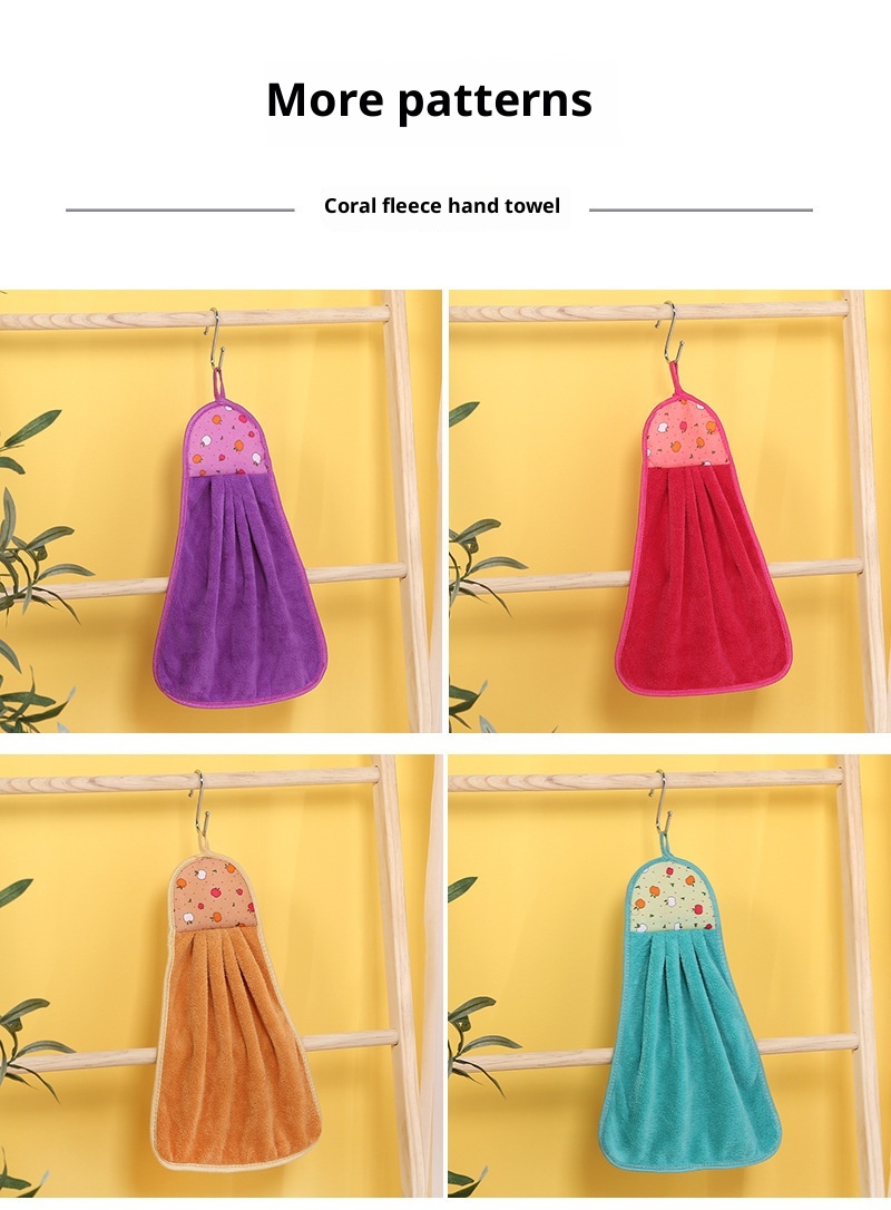 Lillian Mutfak Havlusu Askılı Süper Emici Mercan Polar Banyo Büyük Kalın El Bezi Bulaşık Bezi_voghion.com