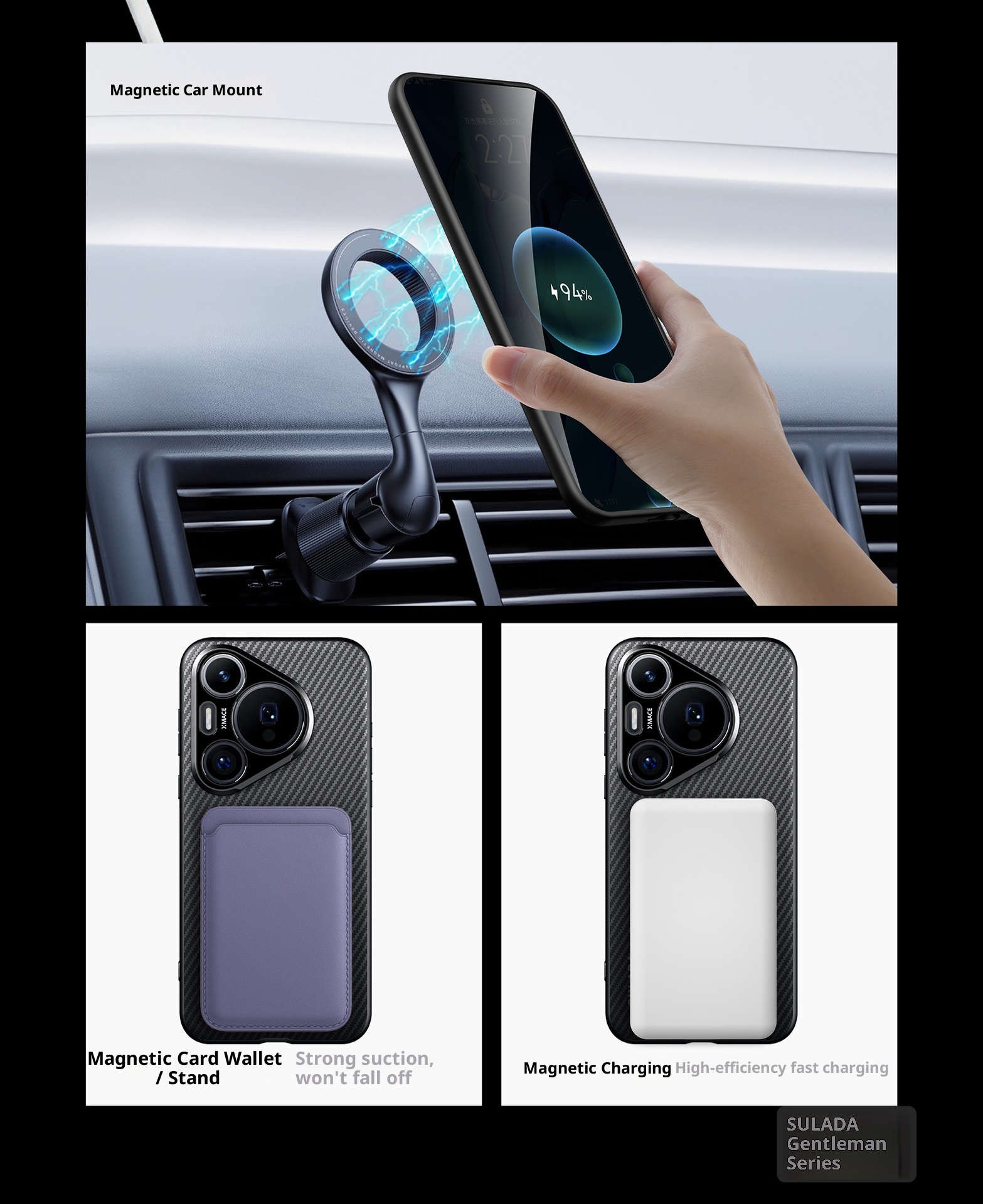 Capa para celular TechGlobe P70 com estampa de fibra de carbono Kevlar, modelo Gentleman, compatível com Huawei Pura70 e P70ultra._voghion.com