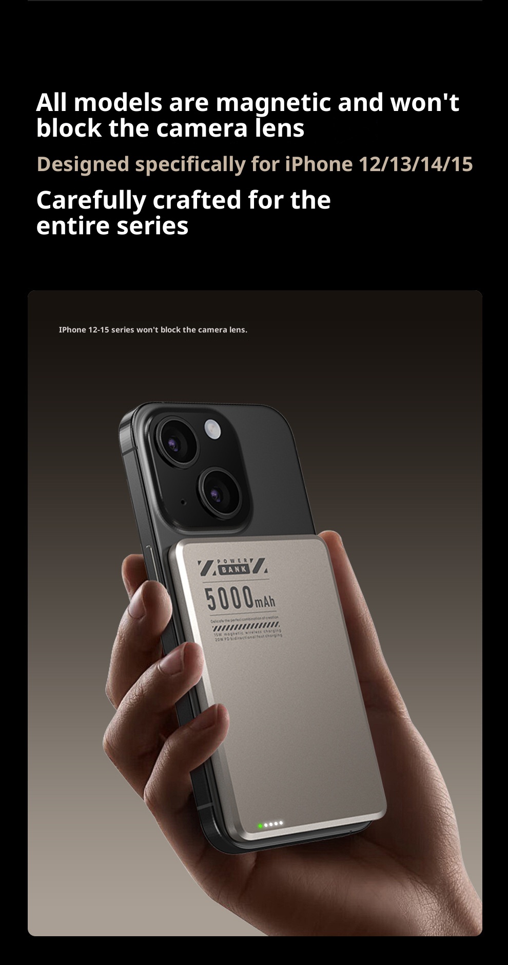 techglobe Metal Ultra-Thin Magnetic Power Bank 5000mAh PD20W Wireless Fast Charging Compact Portable Charger_voghion.com