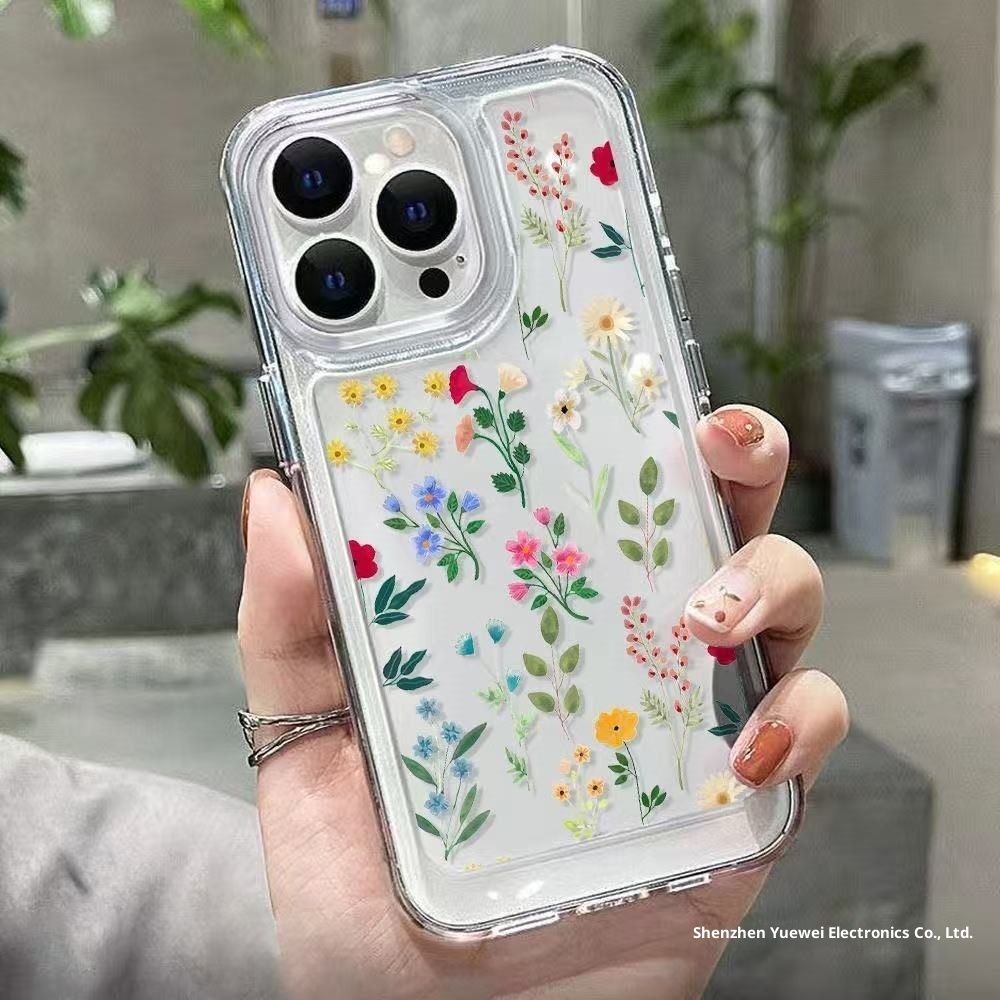 TechGlobe TechGlobe Simple Floral Case For IPhone 16, 15 Pro Max, Transparent 14 Plus, Girly 13, Minimalist 12_voghion.com