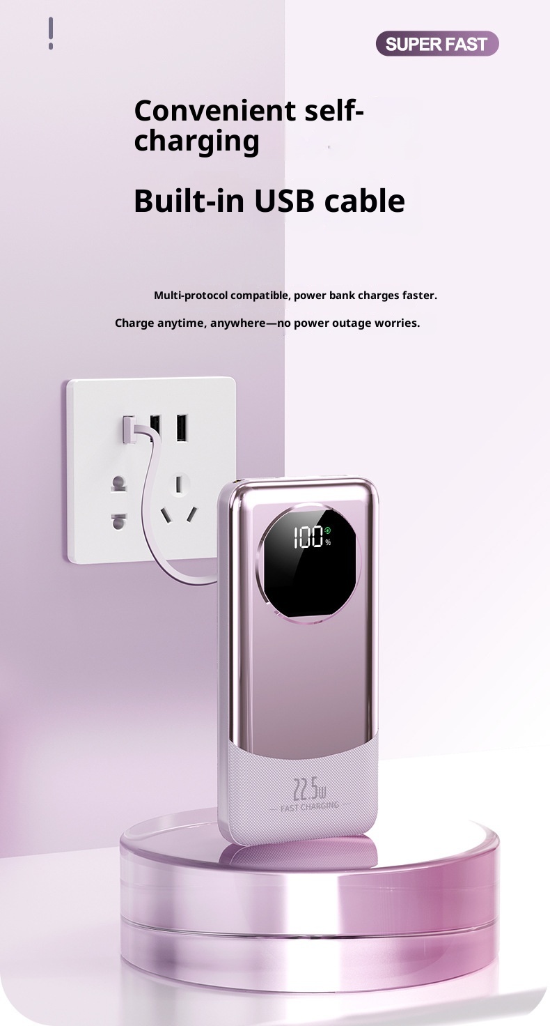 Techglobe 22,5W Powerbank mit großer Kapazität (20000mAh), integriertem Kabel, Schnellladefunktion, leicht, Geschenkidee, mobile Powerbank, personalisierbar_voghion.com