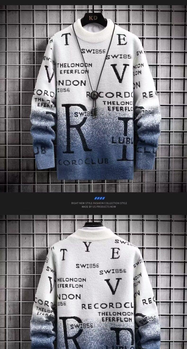 Maglione caldo invernale da uomo, con base foderata in pile, alla moda, con sfumatura di colore, per ragazzi e ragazze_voghion.com