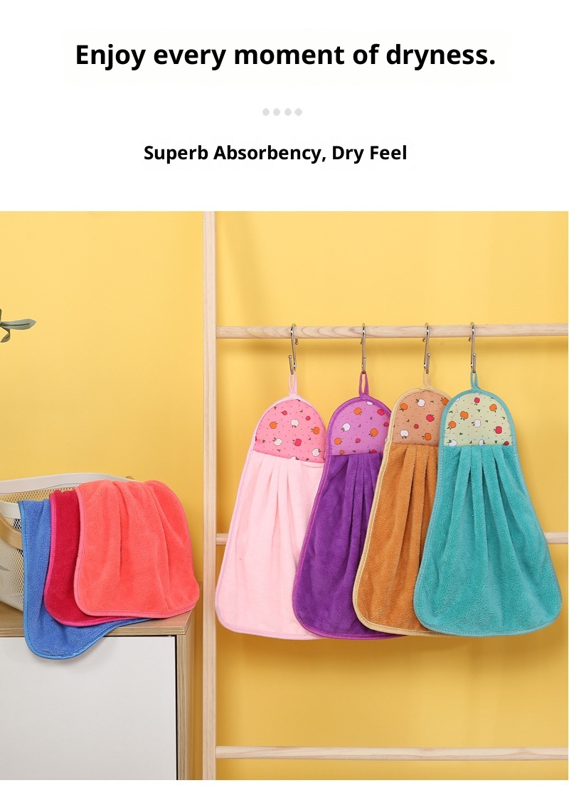 Lillian Mutfak Havlusu Askılı Süper Emici Mercan Polar Banyo Büyük Kalın El Bezi Bulaşık Bezi_voghion.com