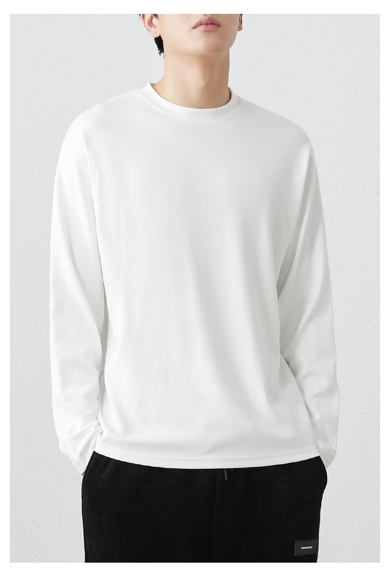 QFV507045555501<2 T-shirt a maniche lunghe da uomo in cotone peruviano pettinato 260 g, primavera estate 2025, nuova maglietta da uomo con strato interno in tinta unita_voghion.com