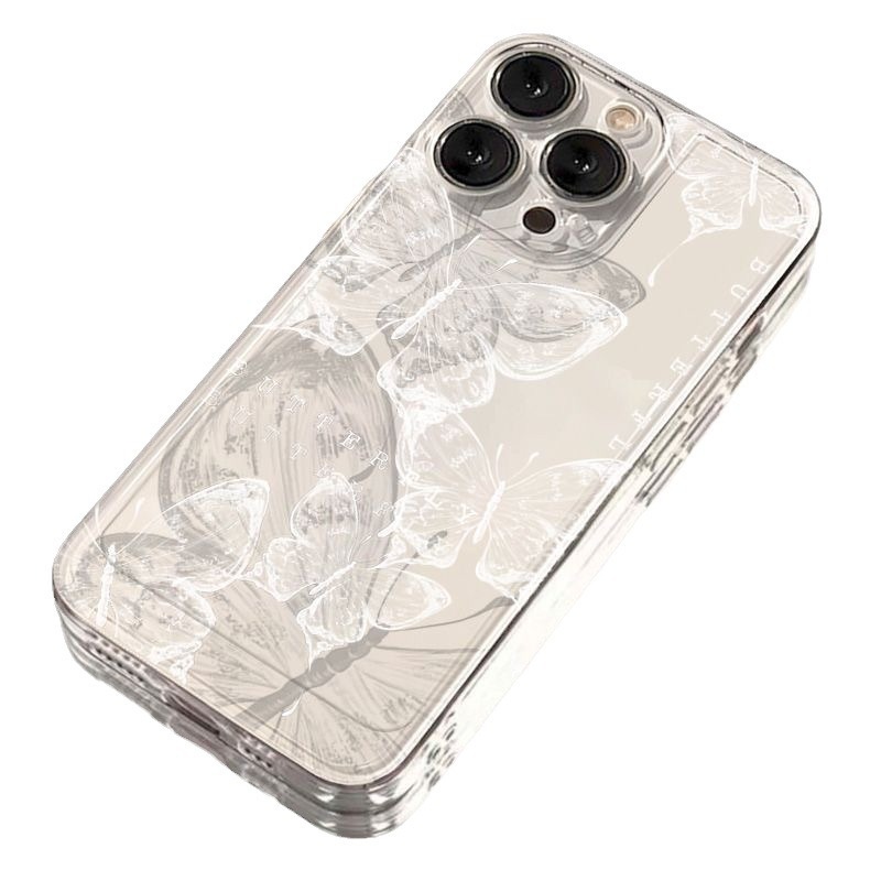 TechGlobe Ink Butterfly Hülle für iPhone 15 Max, 14 Pro, 13, 12, 11, XS, XR (Silikon, vollständige Abdeckung)_voghion.com