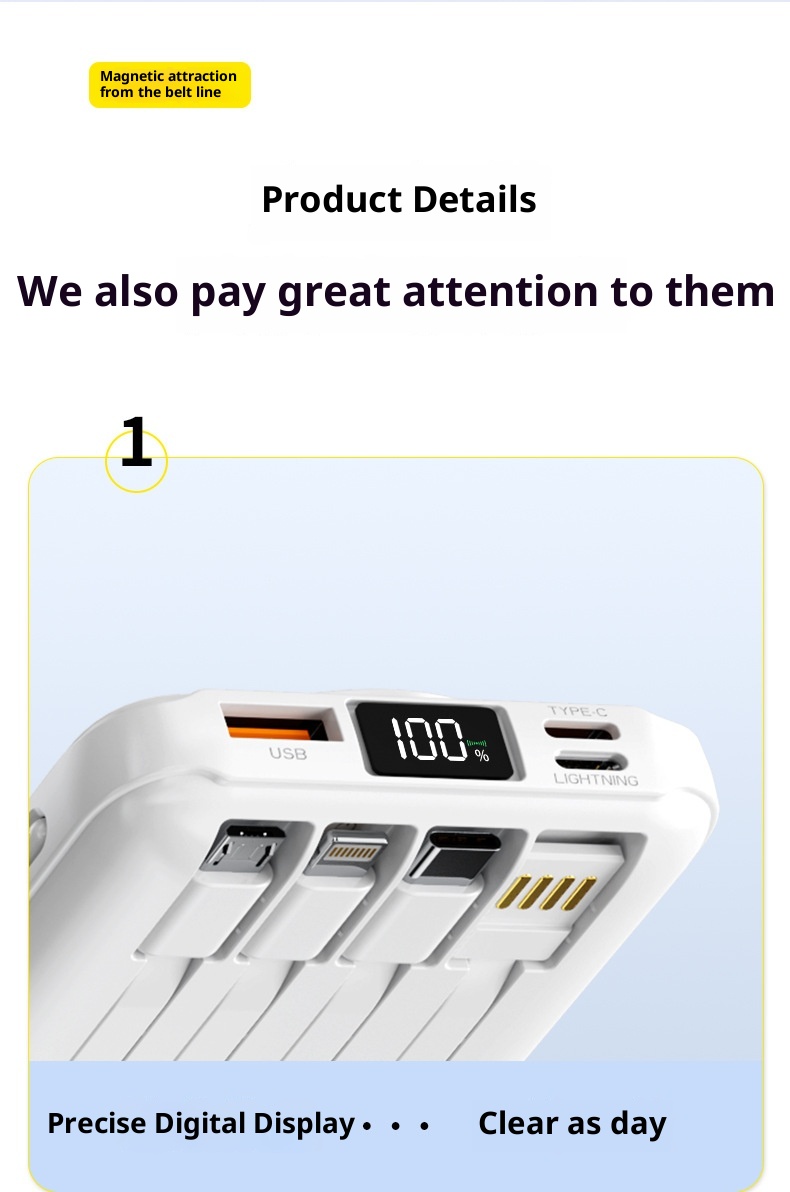 techglobe Wireless Magnetic Power Bank 10000mAh With Built-in Stand Convenient Portable Charger Custom Fast Charging_voghion.com