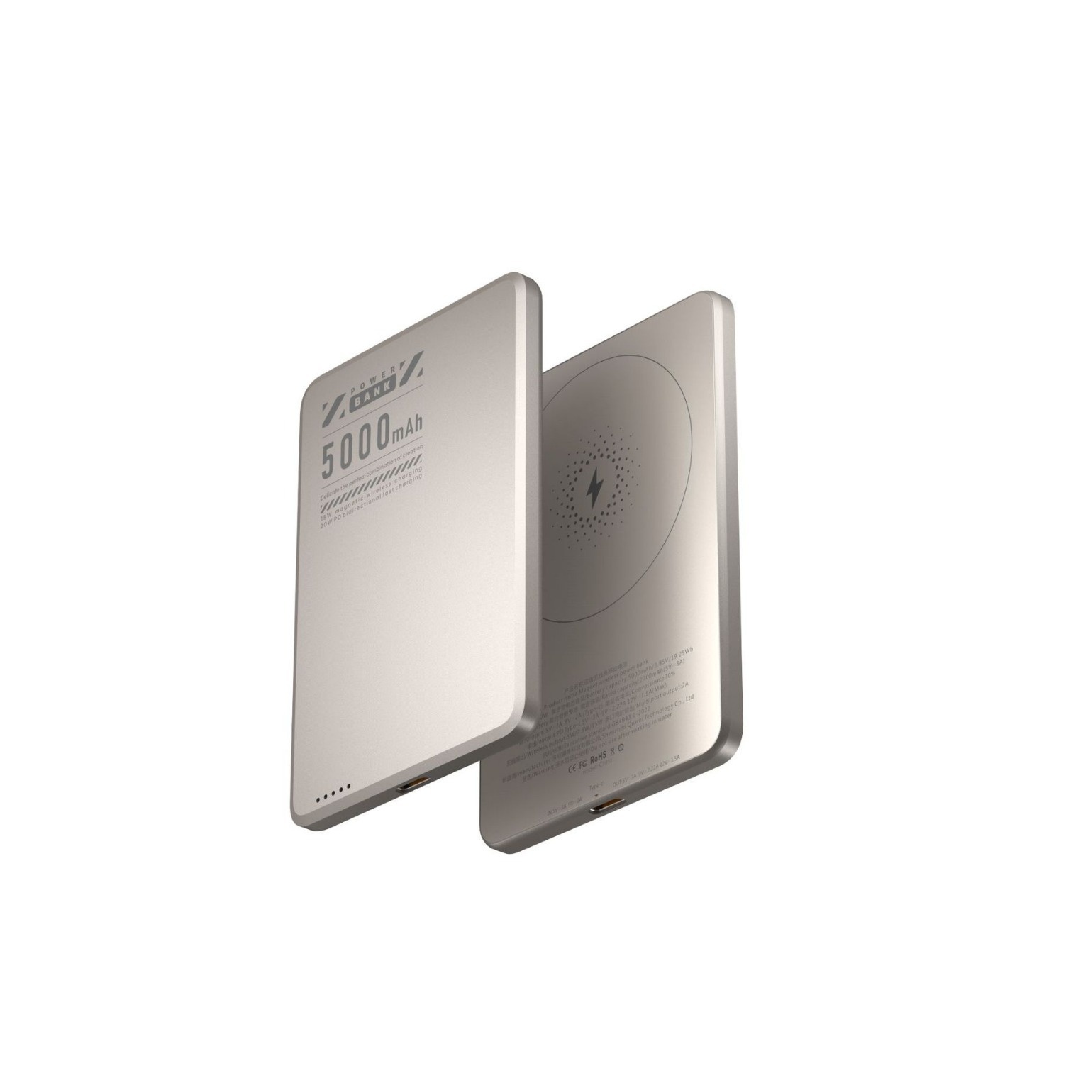 techglobe Neue ultradünne magnetische Powerbank aus Aluminiumlegierung mit 5000 mAh Kapazität, kabellosem Schnellladen, mobiler Stromversorgung (Großhandel)_voghion.com