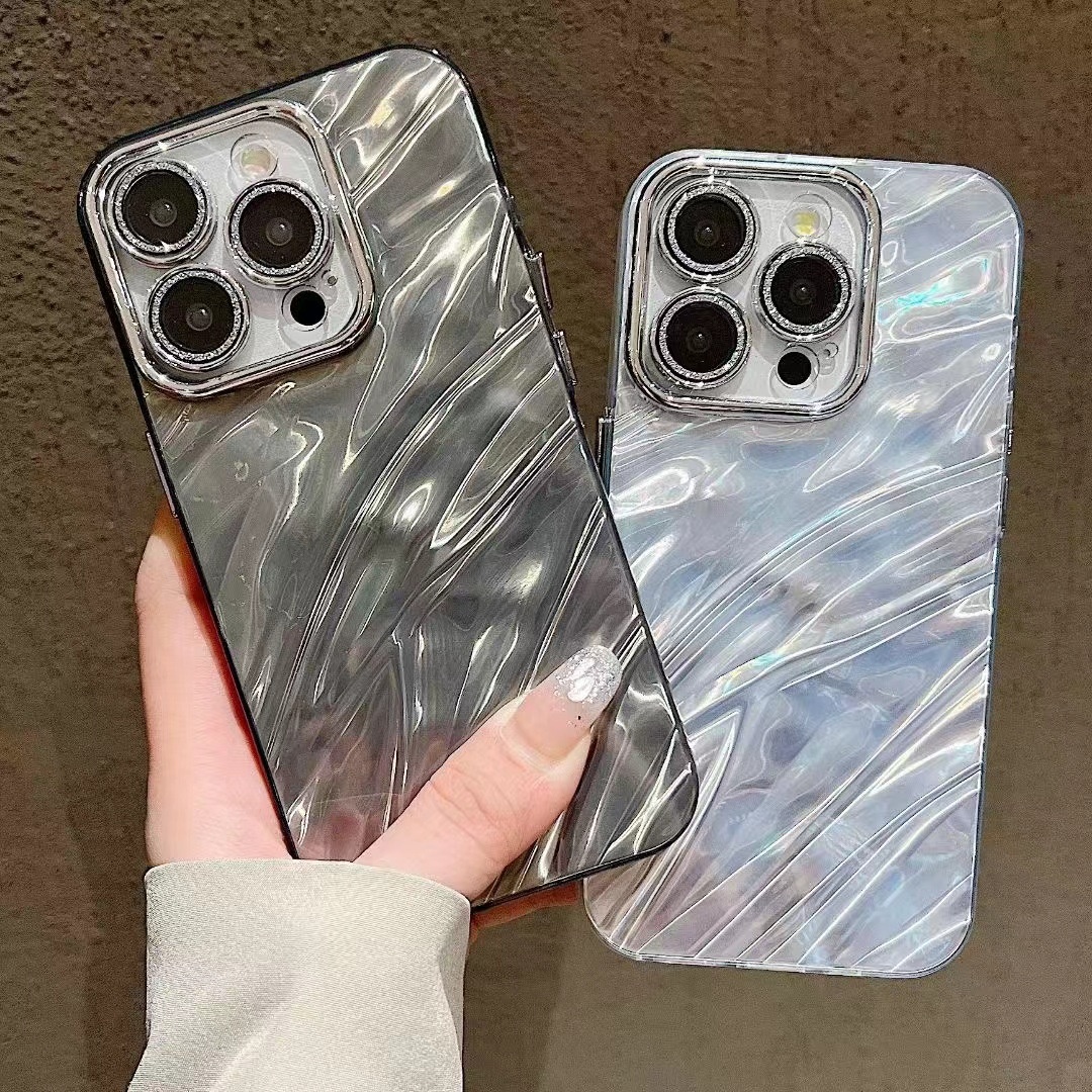 TechGlobe TechGlobe Water Ripple Glitter Lens Film Compatible With IPhone 15 14 Pro Max Phone Case 13/14 12 For Women Shiny_voghion.com