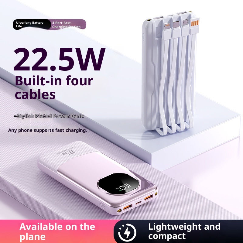 Techglobe 22,5W Powerbank mit großer Kapazität (20000mAh), integriertem Kabel, Schnellladefunktion, leicht, Geschenkidee, mobile Powerbank, personalisierbar_voghion.com