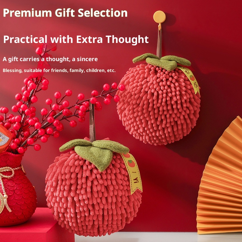 Lillian Festive Hanging Thickened Absorbent Ball Kitchen Bathroom New Year Towel Hand Cloth Gift_voghion.com