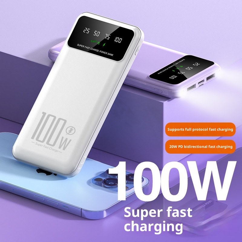 techglobe Super Fast Charging 100W Custom Gift Mini Built-in Cable Bank 20000mAh Wholesale Mobile Power Supply_voghion.com