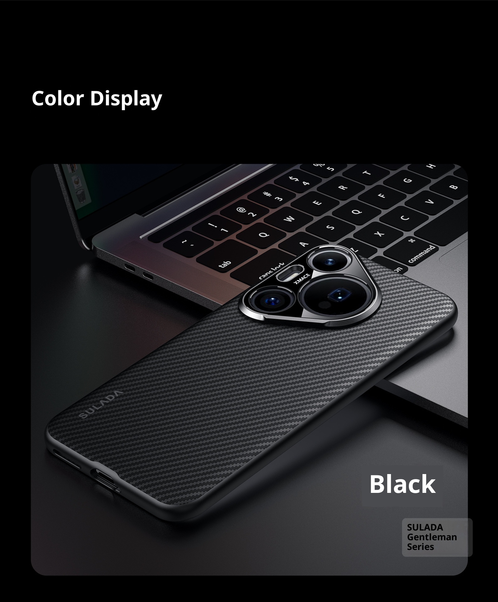 Capa para celular TechGlobe P70 com estampa de fibra de carbono Kevlar, modelo Gentleman, compatível com Huawei Pura70 e P70ultra._voghion.com