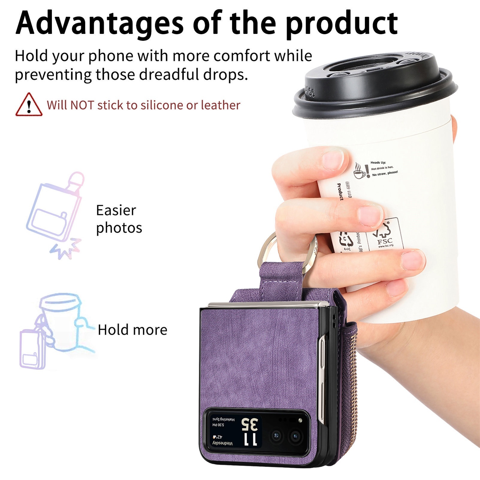 TechGlobe Cross-Border kompatible Moto Ultra Leder-Handyhülle mit mehreren Kartenfächern, Ring, PU-Kartenhalter, faltbar, Razr 60_voghion.com