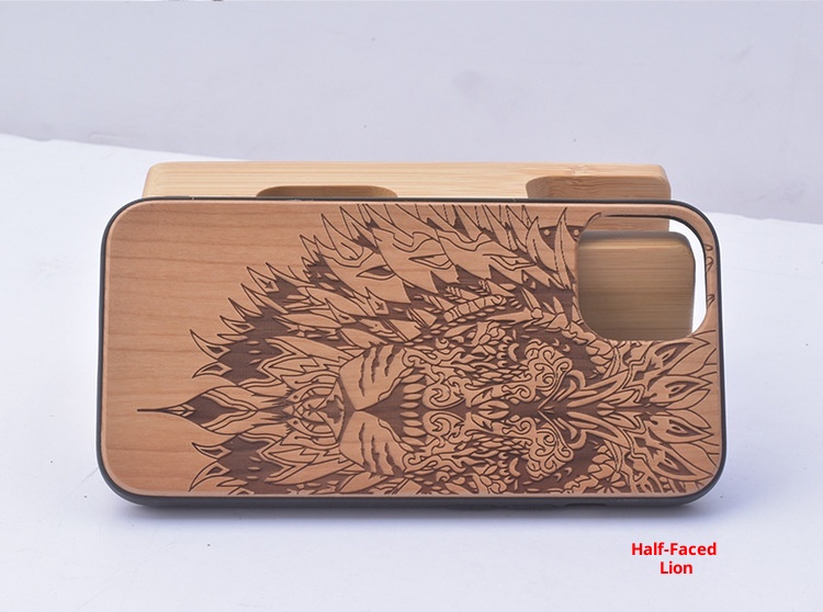 TechGlobe 14 Cherry Pattern Phone Case Arc Compatible IPhone 17 Pro Bamboo Wood Color Protective Cover_voghion.com