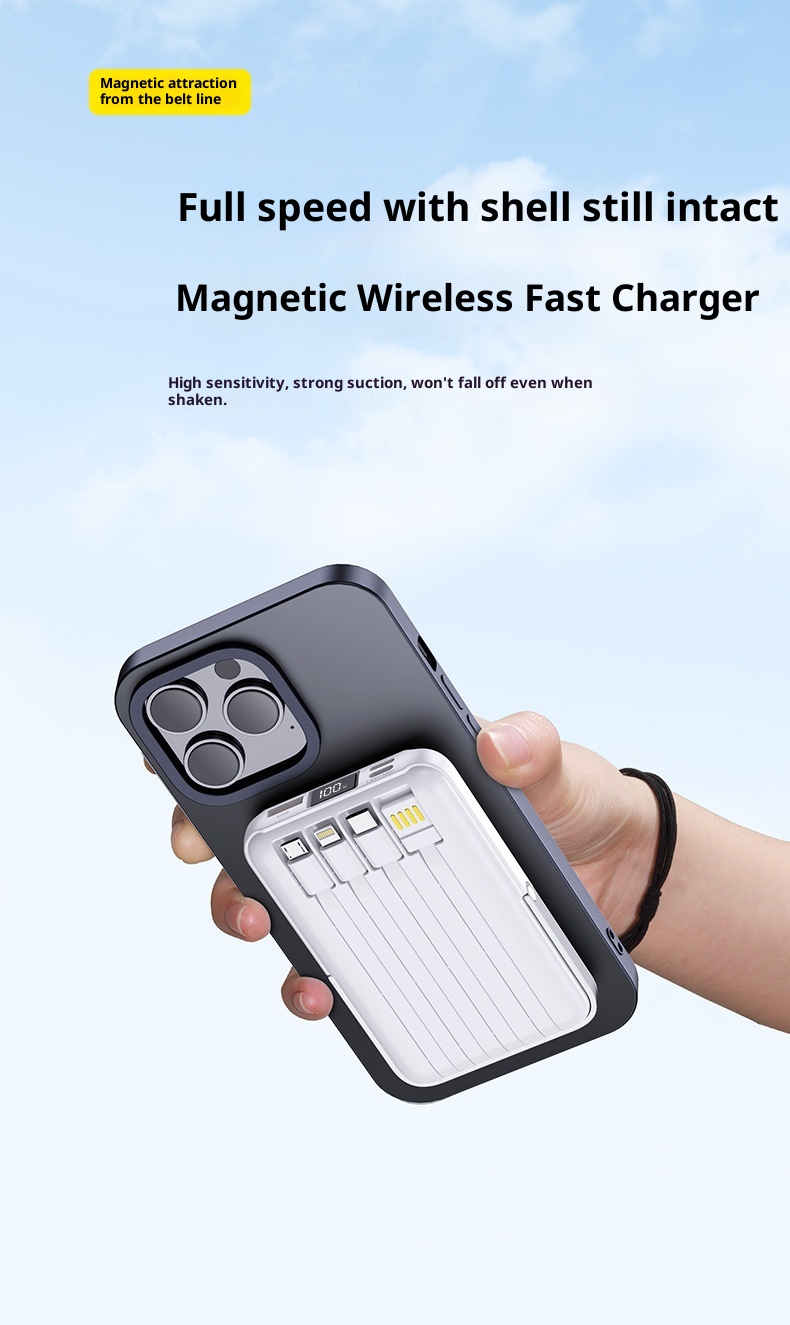 techglobe Wireless Magnetic Power Bank 10000mAh With Built-in Stand Convenient Portable Charger Custom Fast Charging_voghion.com