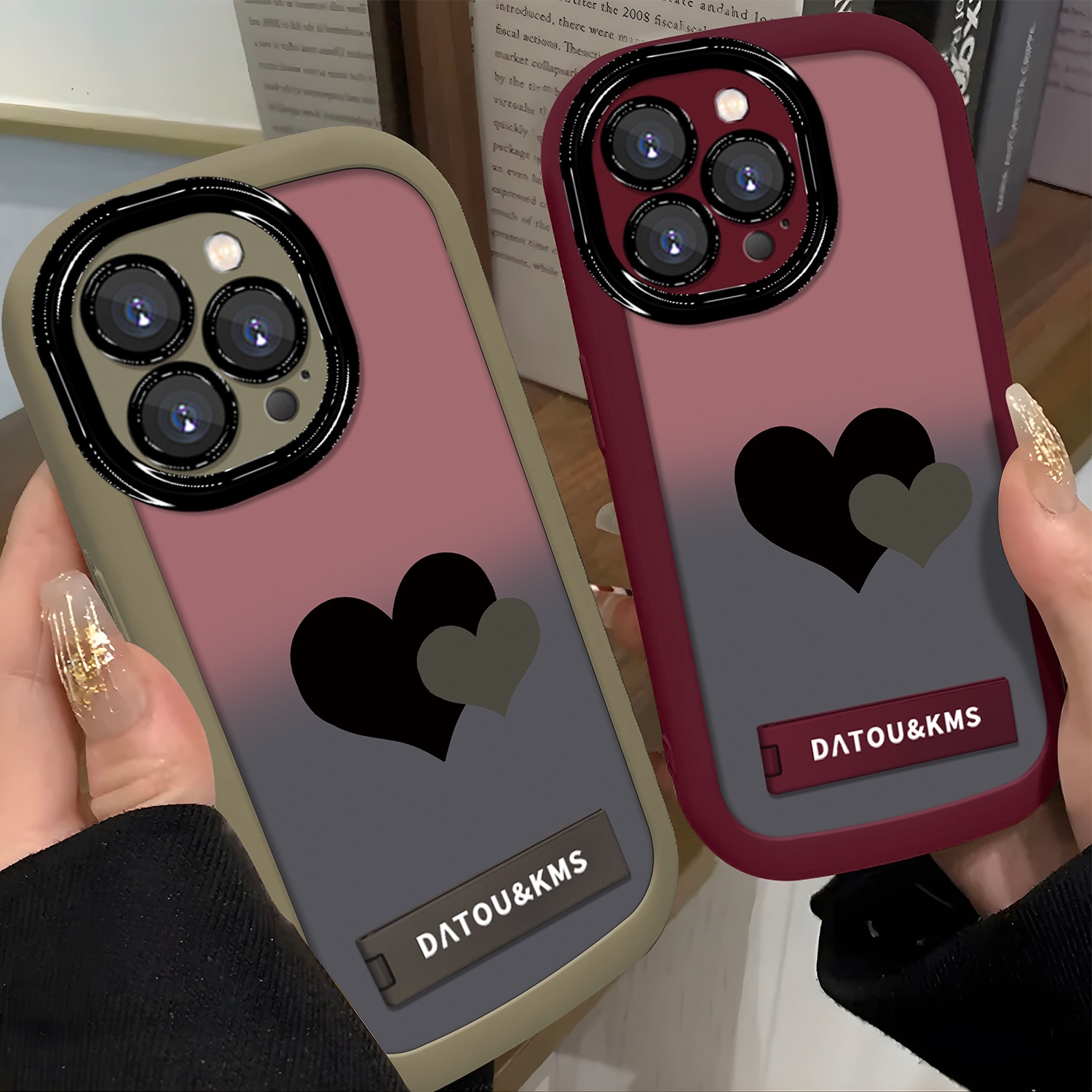 Coque TechGlobe à double cœur dégradé, compatible avec iPhone 16 Pro Max, pour femmes, iPhone 15 (nouveau modèle 14/13), aspect haut de gamme_voghion.com