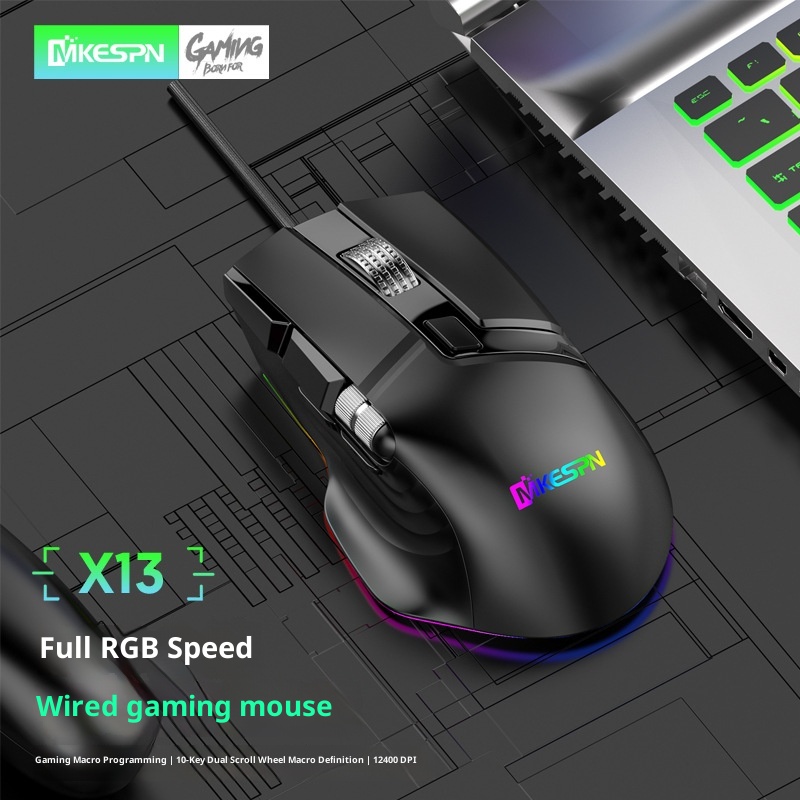 Digitex Digitex Ro Definition Dual Scroll Wheel Swinging Full Speed Gaming Mouse, Computer Accessories E-sports RGB Desktop Usb_voghion.com