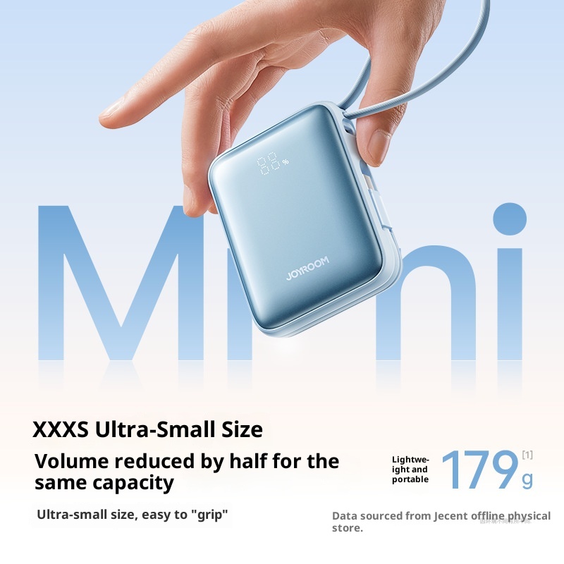 techglobe JileTang Nuovo alimentatore portatile compatto da 10000 mAh con cavo, ricarica rapida da 22,5 W, dropshipping_voghion.com