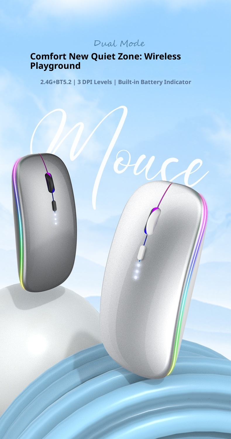 Techglobe Hot-Selling Type-C Charging Silent Bluetooth Dual-Mode Power Display Wireless Mouse Universal For Phones And_voghion.com