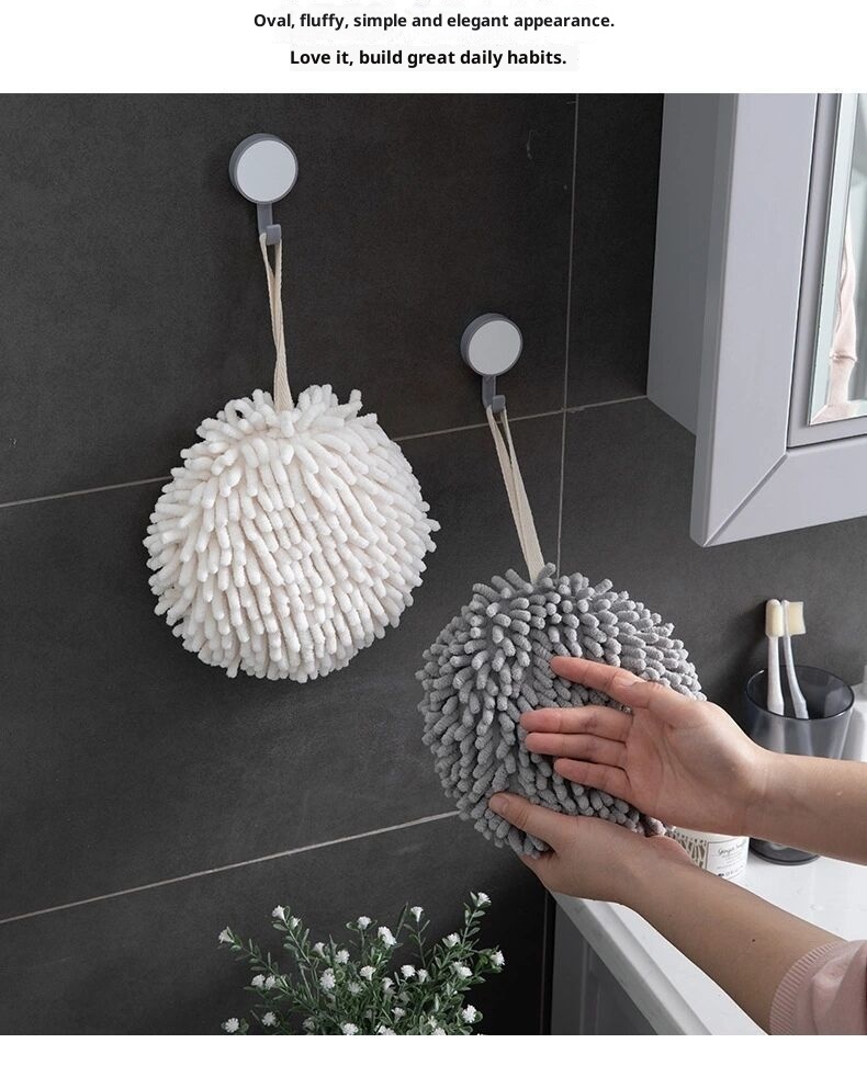 Lillian Chenille Hanging Quick-Dry Hand Ball Kitchen Thickened Absorbent Cute Japanese Style Towel Bathroom Cloth_voghion.com
