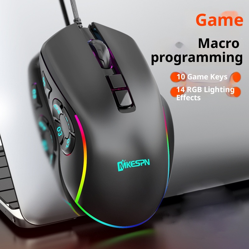 Souris gaming filaire RGB personnalisable Digitex X9 avec pavé tactile 10 touches et réglage sur 6 niveaux_voghion.com