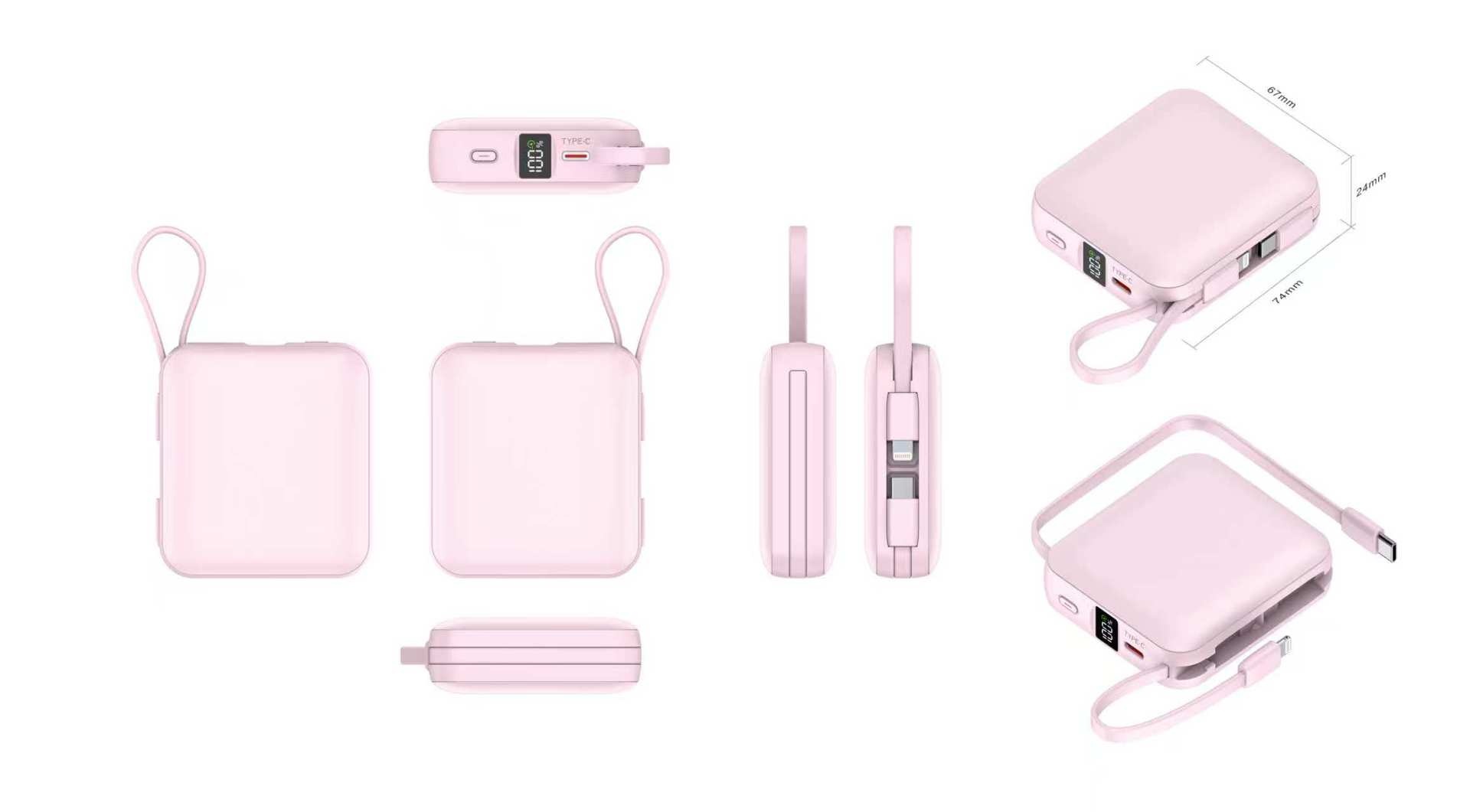 techglobe 3C-zertifizierte Mini-Bank mit integriertem Kabel, 10000 mAh, 22,5 W Schnellladefunktion, kompaktes, tragbares Netzteil_voghion.com